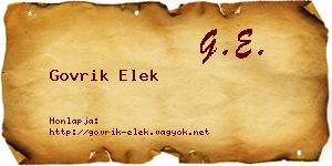 Govrik Elek névjegykártya
